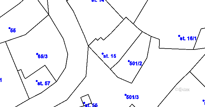 Parcela st. 15 v KÚ Lavice, Katastrální mapa