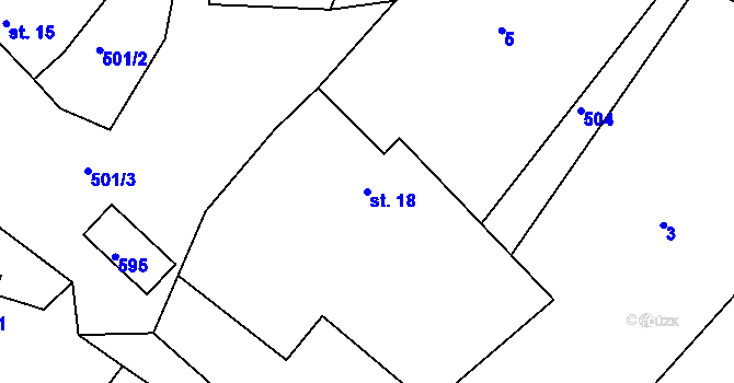 Parcela st. 18 v KÚ Lavice, Katastrální mapa