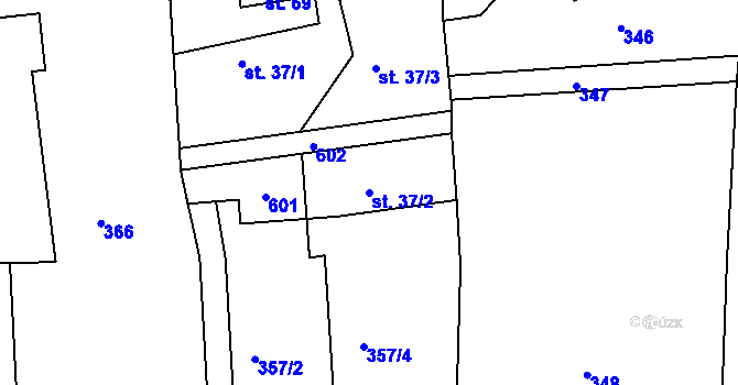 Parcela st. 37/2 v KÚ Lavice, Katastrální mapa