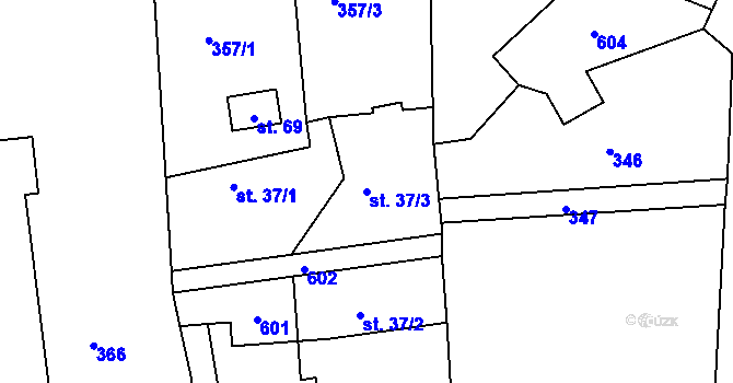 Parcela st. 37/3 v KÚ Lavice, Katastrální mapa
