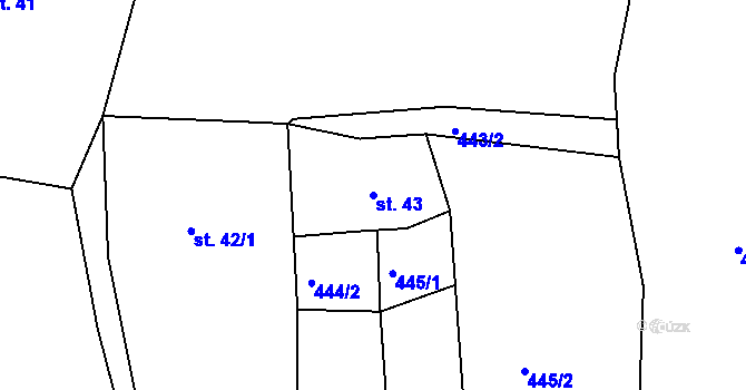 Parcela st. 43 v KÚ Lavice, Katastrální mapa