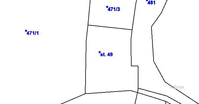 Parcela st. 49 v KÚ Lavice, Katastrální mapa