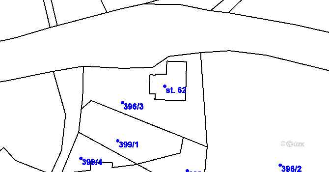 Parcela st. 62 v KÚ Lavice, Katastrální mapa
