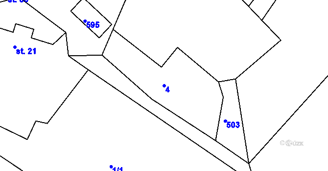 Parcela st. 4 v KÚ Lavice, Katastrální mapa