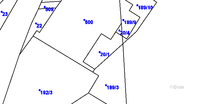 Parcela st. 20/1 v KÚ Lavice, Katastrální mapa