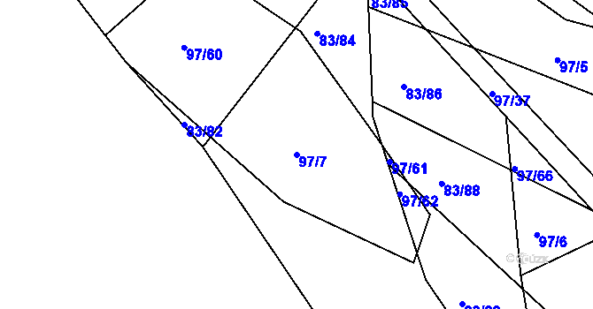 Parcela st. 97/7 v KÚ Lavice, Katastrální mapa