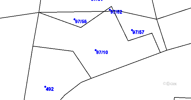 Parcela st. 97/10 v KÚ Lavice, Katastrální mapa