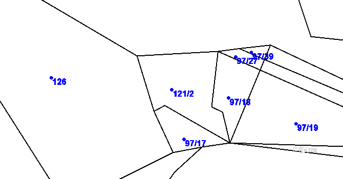 Parcela st. 121/2 v KÚ Lavice, Katastrální mapa