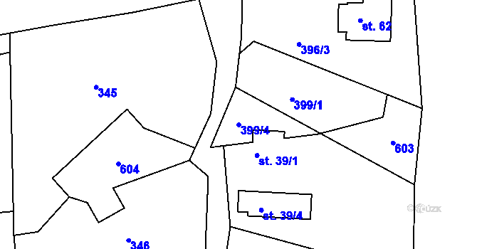 Parcela st. 399/4 v KÚ Lavice, Katastrální mapa