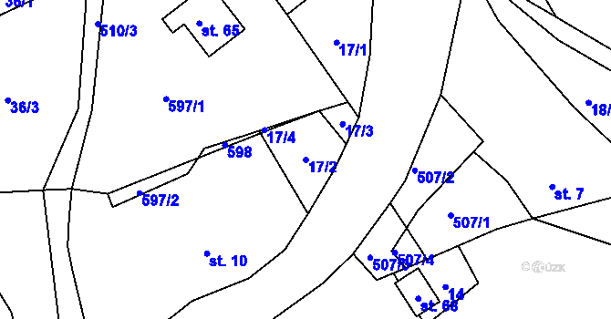 Parcela st. 17/2 v KÚ Lavice, Katastrální mapa