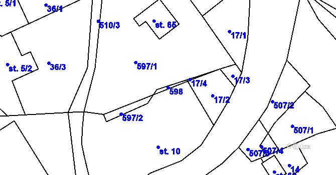 Parcela st. 598 v KÚ Lavice, Katastrální mapa
