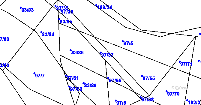 Parcela st. 97/37 v KÚ Lavice, Katastrální mapa