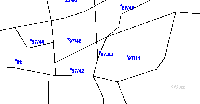 Parcela st. 97/43 v KÚ Lavice, Katastrální mapa
