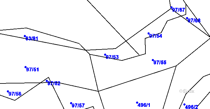 Parcela st. 97/53 v KÚ Lavice, Katastrální mapa