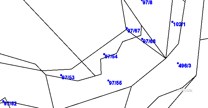 Parcela st. 97/54 v KÚ Lavice, Katastrální mapa