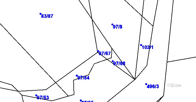 Parcela st. 97/67 v KÚ Lavice, Katastrální mapa