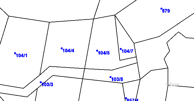 Parcela st. 104/5 v KÚ Lavice, Katastrální mapa