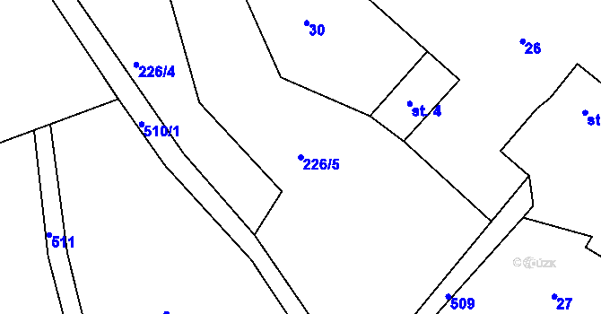 Parcela st. 226/5 v KÚ Lavice, Katastrální mapa