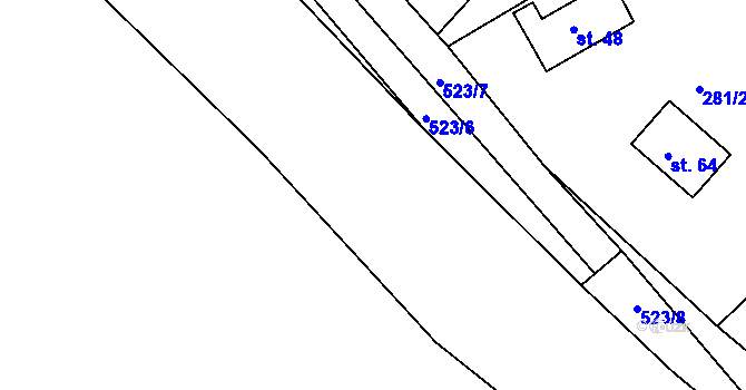 Parcela st. 523/19 v KÚ Lavice, Katastrální mapa