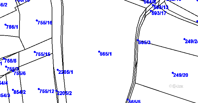 Parcela st. 565/1 v KÚ Lavice, Katastrální mapa