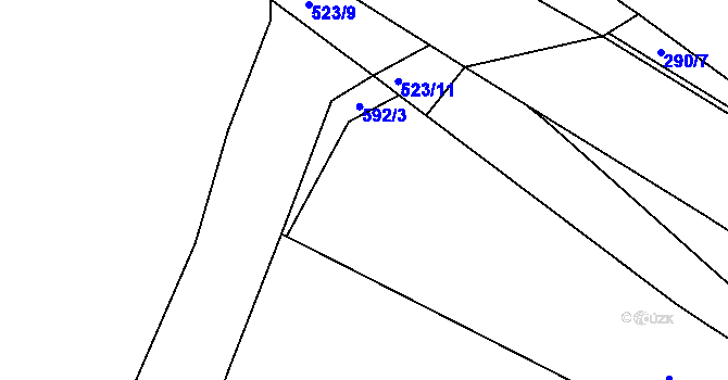 Parcela st. 592/1 v KÚ Lavice, Katastrální mapa
