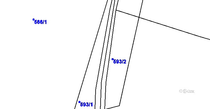 Parcela st. 593/3 v KÚ Lavice, Katastrální mapa