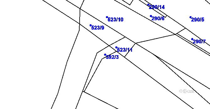 Parcela st. 592/3 v KÚ Lavice, Katastrální mapa