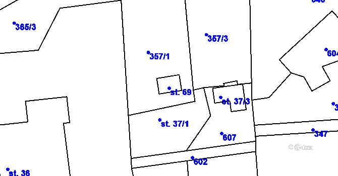 Parcela st. 69 v KÚ Lavice, Katastrální mapa