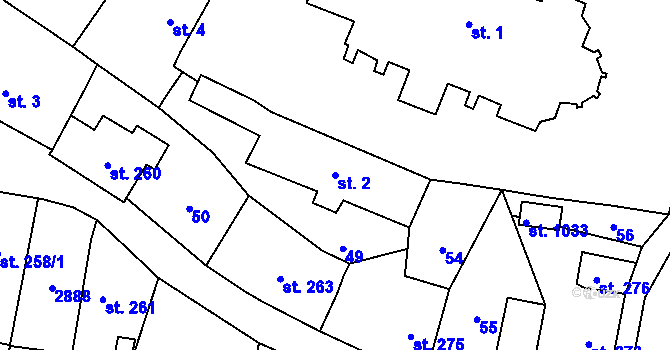 Parcela st. 2 v KÚ Sobotka, Katastrální mapa
