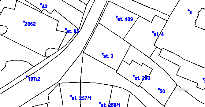 Parcela st. 3 v KÚ Sobotka, Katastrální mapa