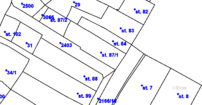 Parcela st. 87/1 v KÚ Sobotka, Katastrální mapa