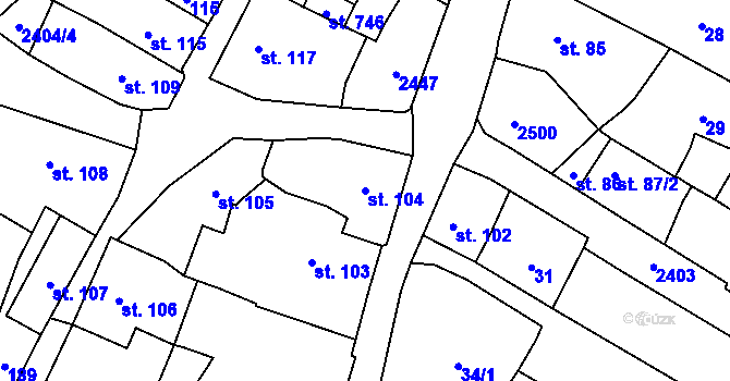 Parcela st. 104 v KÚ Sobotka, Katastrální mapa