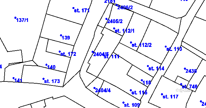 Parcela st. 111 v KÚ Sobotka, Katastrální mapa