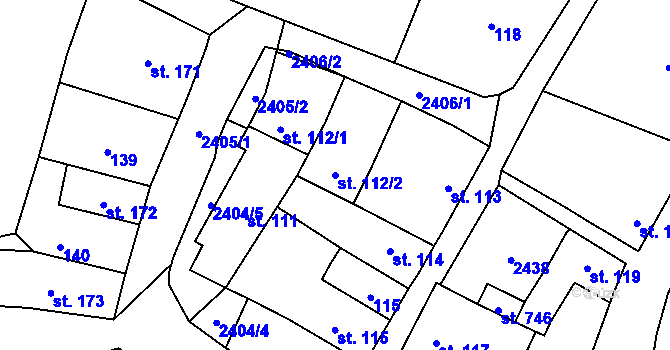 Parcela st. 112/2 v KÚ Sobotka, Katastrální mapa