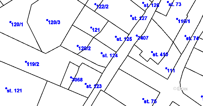 Parcela st. 124 v KÚ Sobotka, Katastrální mapa