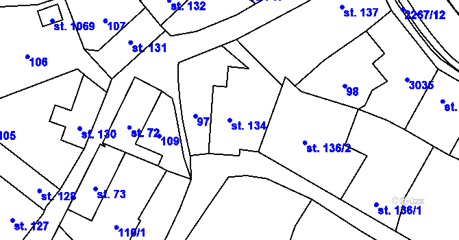 Parcela st. 134 v KÚ Sobotka, Katastrální mapa
