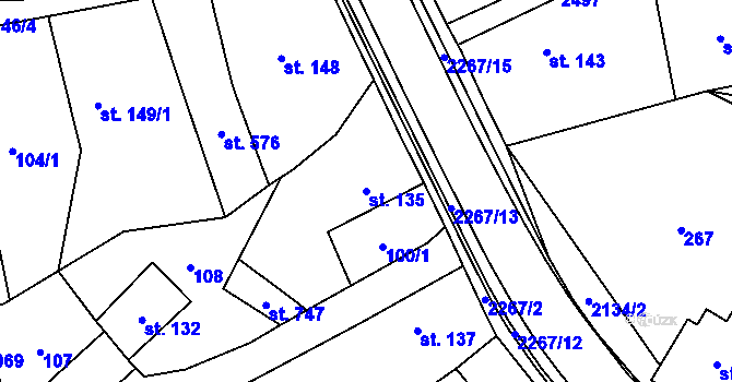 Parcela st. 135 v KÚ Sobotka, Katastrální mapa