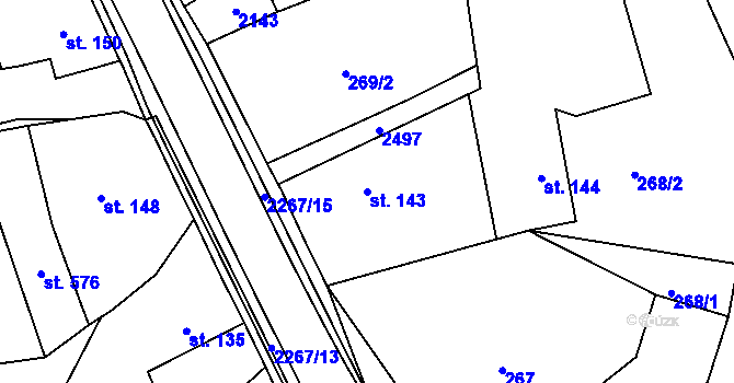 Parcela st. 143 v KÚ Sobotka, Katastrální mapa