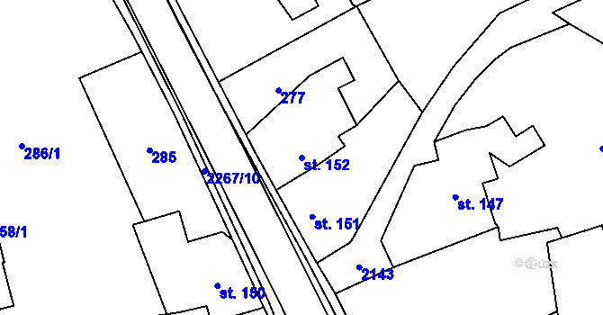 Parcela st. 152 v KÚ Sobotka, Katastrální mapa