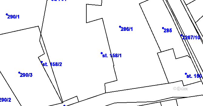 Parcela st. 158/1 v KÚ Sobotka, Katastrální mapa