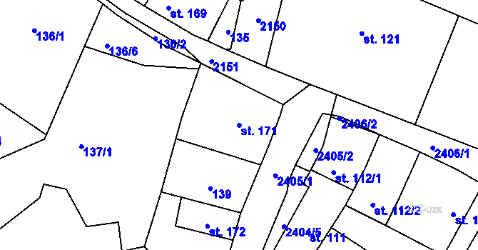 Parcela st. 171 v KÚ Sobotka, Katastrální mapa