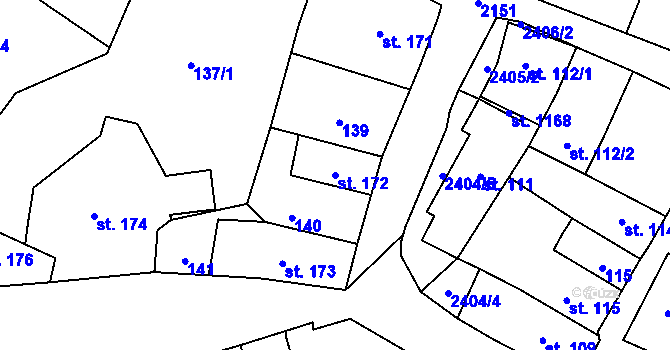 Parcela st. 172 v KÚ Sobotka, Katastrální mapa