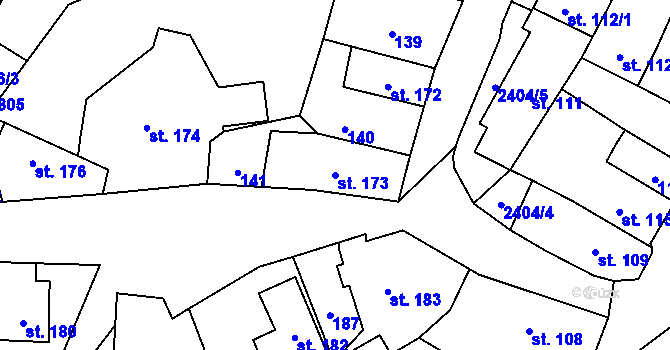 Parcela st. 173 v KÚ Sobotka, Katastrální mapa