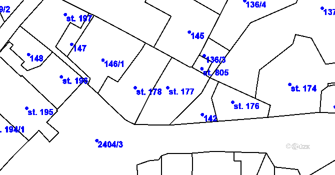 Parcela st. 177 v KÚ Sobotka, Katastrální mapa
