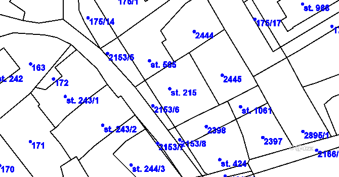 Parcela st. 215 v KÚ Sobotka, Katastrální mapa
