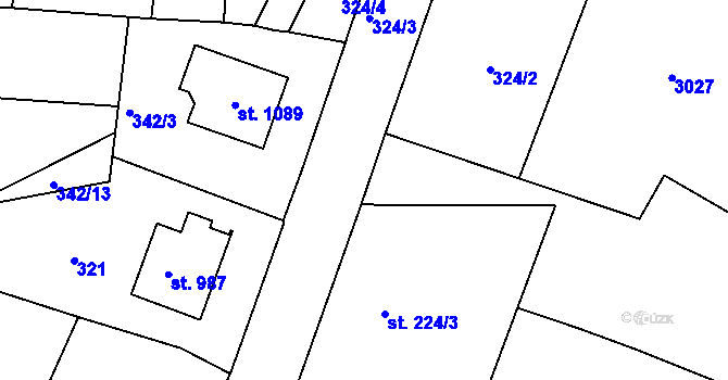 Parcela st. 223/2 v KÚ Sobotka, Katastrální mapa