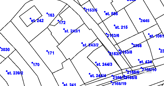 Parcela st. 243/2 v KÚ Sobotka, Katastrální mapa