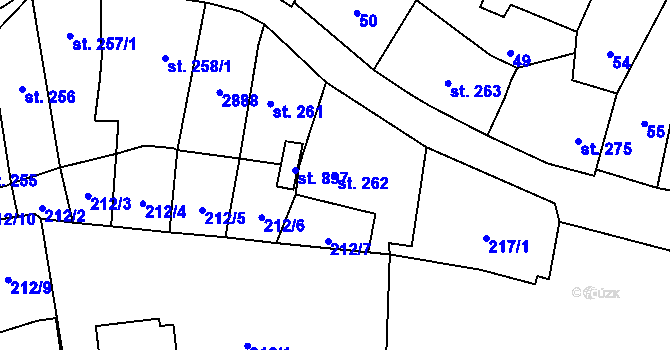 Parcela st. 262 v KÚ Sobotka, Katastrální mapa