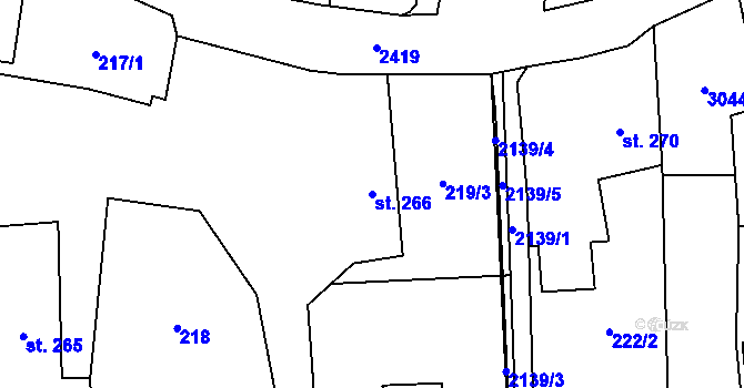Parcela st. 266 v KÚ Sobotka, Katastrální mapa