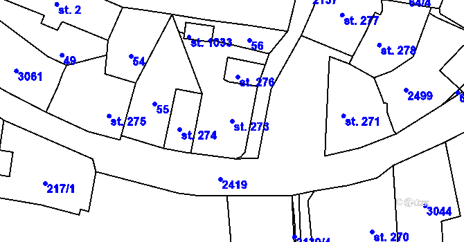 Parcela st. 273 v KÚ Sobotka, Katastrální mapa